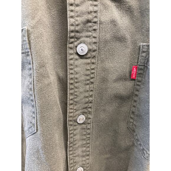 90s Levi’s Button Down Denim Shirt Army Green XL Big & Tall - Picture 3 of 6